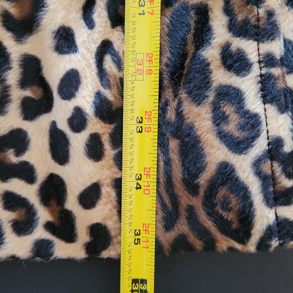 Vintage Leopard Print Faux Fur Coat Mid Length Double Breasted Y Apparel USA - Picture 11 of 14